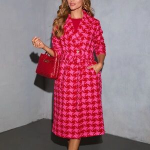 Vici Houndstooth Gemma Tweed Trench Coat Small